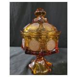 vintage Fostoria Coin Amber Pedestal Compote, a