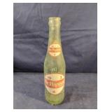 Vintage green glass Dr Pepper soda bottle with