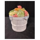 Vintage ceramic vegetable basket canister,