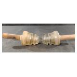 Vintage clear glass insulators with wood pins