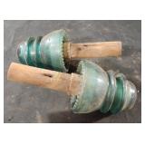 Vintage Hemingway-42 green glass insulators with