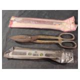 Snips, bristle brushes and 9" aluminum torpedo