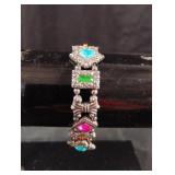 Silver multi colored bracelet  7" long