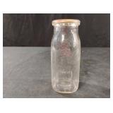 Vintage half pint square glass milk bottle