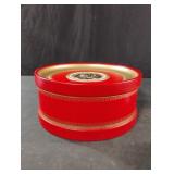 Vintage Chinese red and gold tin metal round