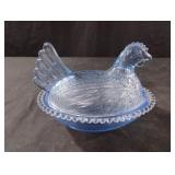 Vintage Indiana Glass Company "Light Blue Hen on