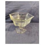 Vintage-style clear glass hexagon pedestal candy