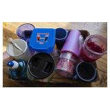 Plastic cups and mugs. Tumbers