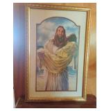 Vintage Jesus carrying person framed wall decor