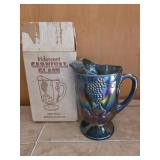 Vintage Carnival Glass Large Water Pitcher Blue