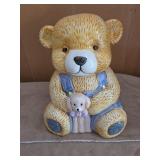 vintage ceramic cookie jar featuring a teddy bear