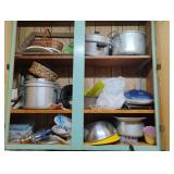 Contents of cabinet - George Forman Grill, Pans