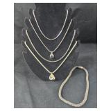 5 Silver Colored Fashion Necklaces