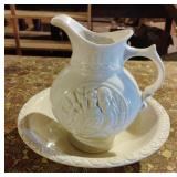Vintage McCoy pottery pitcher with wash basin