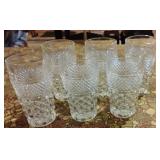 Vintage diamond cut drinking glasses 5 1/2" tall