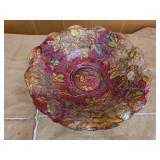 antique Goofus Glass bowl, floral pattern 9" x 2"