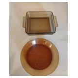 Anchor Hocking amber glass pie plate and