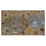 2 vintage glass flower frogs