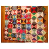 Vintage handmade quilt with diamond edges 88 x 78