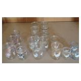 Vintage Bama jelly jars and shot glasses