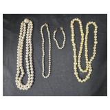 Group of Faux Pearl Necklaces and Bracelet