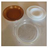 Vintage Fire-King plates, pie plates and