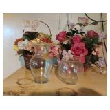 Floral arrangements and vases