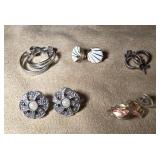 4 pairs post earrings 1 clip on earrings hoops