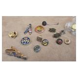 Sheriff association pin, assorted pins and clips