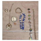 Bracelets, Smokey mtn pendant, vtg pins, child