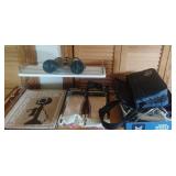 Shelf, home decor, binoculars and more.....