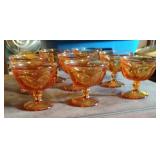 Vintage amber colored drinking glasses. Set of 8.