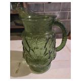 Vintage Green Glass Anchor Hocking Pitcher Rain