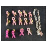 Group of Breast Cancer Awareness Pins and a