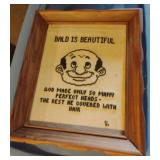 Bald is Beautiful handmade wall decor 10 1/2 x 12