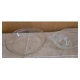 Pyrex pie glass plates, vintage ribbed clear