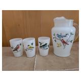 vintage milk glass pitcher and tumblers set is a