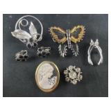Group of Brooches - one with matching clip-on