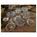 Assorted vintage glassware, serving dishes,