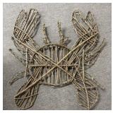 Large wicker crab wall hanging 33 in. used