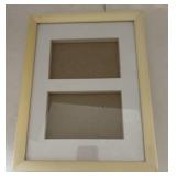 One double opening picture frame ivory plastic