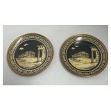 Two handmade copper Greek view of Parthenon used