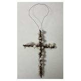 6 inch handmade wire and pearls cross Excellent