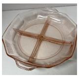 Pink depression, antique divided dish Anchor