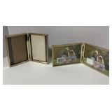 Two hinged double picture frames One portrait