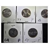 5 State Quarters - 1999 NJ P, 2001 NY P, 2001 KY