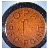 WWII OPA Ration Token "1" YC