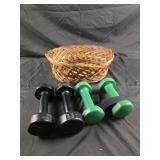 Hand weights and 12x5 basket