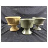 vintage McCoy Floraline sage green ribbed pottery