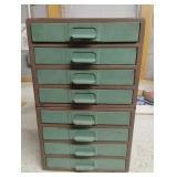 Metal organizer with 7 drawers with contents 10 x